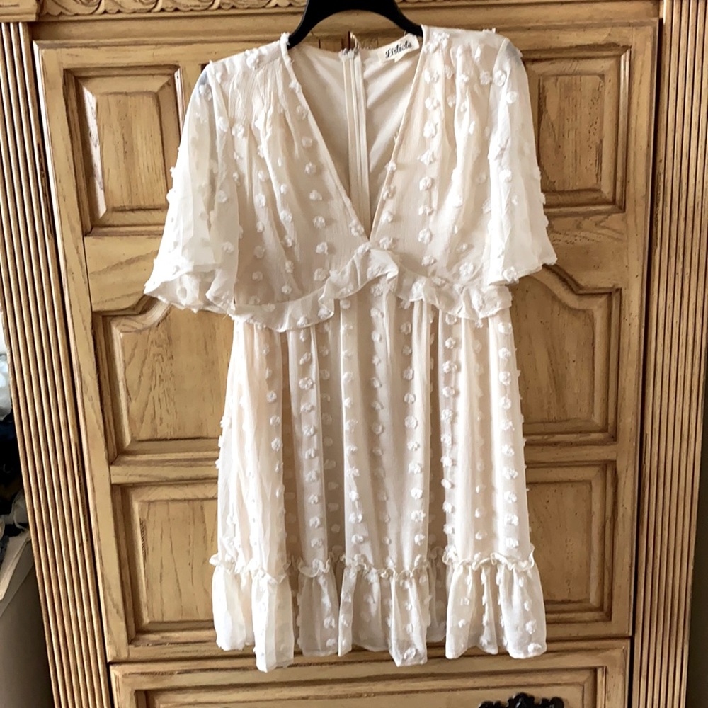 Textured Pom DRESS, CHAMPAGNE